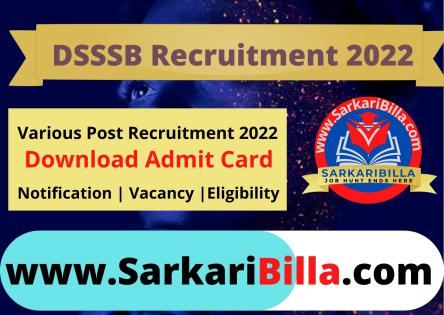 DSSSB 21 November 2022 Admit Card